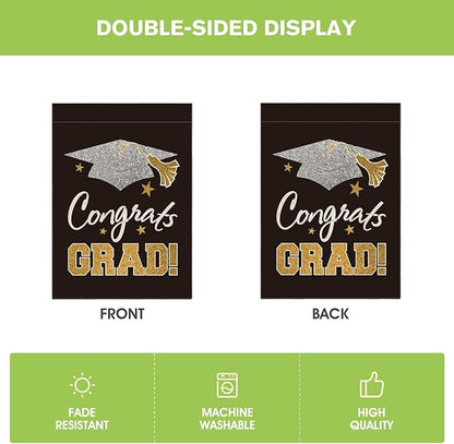 AVOIN colorlife Diploma Cap Congrats Grad House Flag Double Sided, Class Of 2026 Graduation Yard Outdoor Decoration 28 x 40 Inch