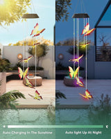 DOUBLEZHE Solar Wind Chimes for Outside, Color Changing Butterfly Wind Chime Outdoor Clearance, Birthday Gifts for Mom Women Grandma Wife Girls, Unique Decor Colorful Patio Yard Party Decoration