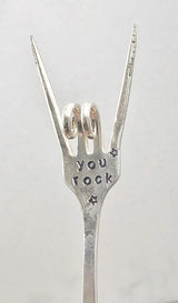 YOU ROCK Flower Pot Marker, Plant sign, recycled Fork