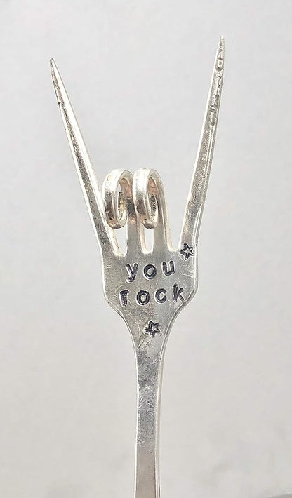 YOU ROCK Flower Pot Marker, Plant sign, recycled Fork
