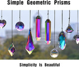2PCS Simple Geometry Crystal Sun Catcher Prisms, stino Hanging Suncatchers with Glass Prism, Rainbow Maker for Windows, Balcony, Kitchen, Garden Decoration (1, Oval Eye 2Pcs)