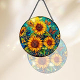 Plexiglas Sunflower Suncatcher Window Hanging - Sun Catchers for Windows Hanging - Hand Painted Suncatcher Garden Ornaments Christmas Mother's Day, Valentine's Day Ornaments