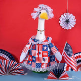 JcHrmers 4th of July Porch Goose Outfits Memorial Day Goose Outfit Fits 23" Plastic Cement Goose Statue Patriotic Goose Costume for USA 250th Anniversary Outdoor Garden Patio Yard Lawn Decor