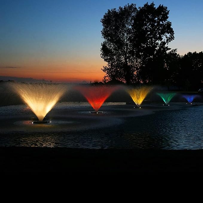 Kasco VFX Series Aerating Pond Fountain - 1/2 Horse Power 120V Single Phase with 50 ft Electric Power Cord | RGB Lighting | Efficient Pond Aeration Systems