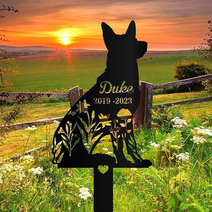 Pet Memorial Garden Sign,Personalized Dog Memorial Stake,Remembrance Stake,German Shepherd Metal Stake,German Shepherd Sign,Garden Decor,Dog Flower Sign,Gift for Dog Lovers.