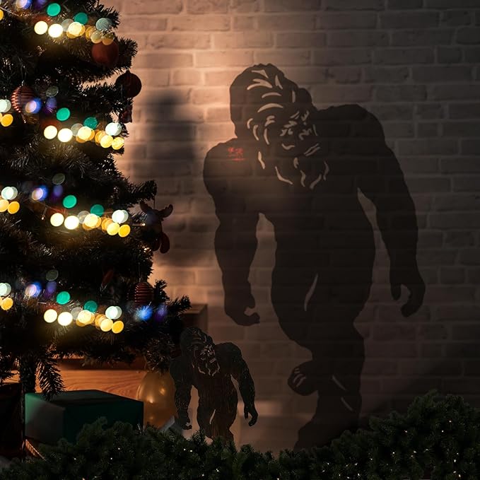 TT & MM Christmas Bigfoot Yard Decor Metal Garden Stakes,Set of 2 Big Foot Sasquatch Gifts for Men/Women,Outdoor Bigfoot Silhouette Statues for Yard Art,Patio,Lawn - 15.7”H x 8.3”W & 7.8”H x 4.1”W