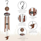 Hummingbird Wind Chimes for Outside,32 "Memorial Outdoor Wind Chime Create a Zen Atmospherer,Hummingbird Gift for Women Mother Father Christmas,Home Garden Patio Yard Decor(Copper)