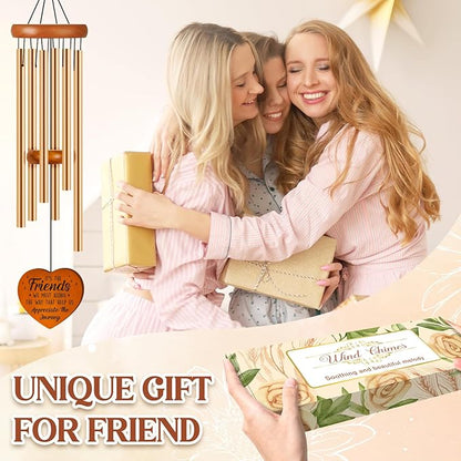 Best Friend Birthday Gifts for Women, Unique Friendship Gifts for Women, Ideas Wind Chimes for BFF, Soul Sister, Unique Outdoor Garden Decor for Female 25.6" Wind Chime