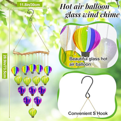 Color Leave Glass Wind Chimes for Outside, Hanging Handcrafted Suncatcher Windchimes Coastal for Women Gift, Sea Glass Art Wind Chimes for Outdoor Garden Home Housewarming Holiday Decoration