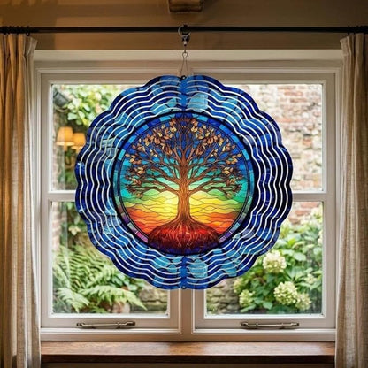 Tree of Life Wind Spinner, Unique 12Inch 3D Stainless Steel Wind Spinner, Birthday Gifts for Women Men,Hanging Decor for Outdoor Garden Patio Porch