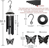 Wind Chimes for Mom - Birthday Gift from Daughter or Son, Perfect for Mother's Day, Christmas, Valentine's, Thanksgiving | Soothing Wind Bell, Gift for Mom Who Has Everything (Butterfly 2)