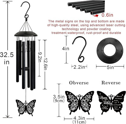 Wind Chimes for Mom - Birthday Gift from Daughter or Son, Perfect for Mother's Day, Christmas, Valentine's, Thanksgiving | Soothing Wind Bell, Gift for Mom Who Has Everything (Butterfly 2)