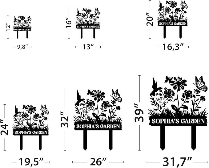 Custom Metal Garden Sign, Personalized Garden Metal Stake with Birds, Flower Garden Name Decor, Custom sign for Outside, Customized Gardening Decoration, Farmhouse Decor, Yard Art, Gift for Gardener