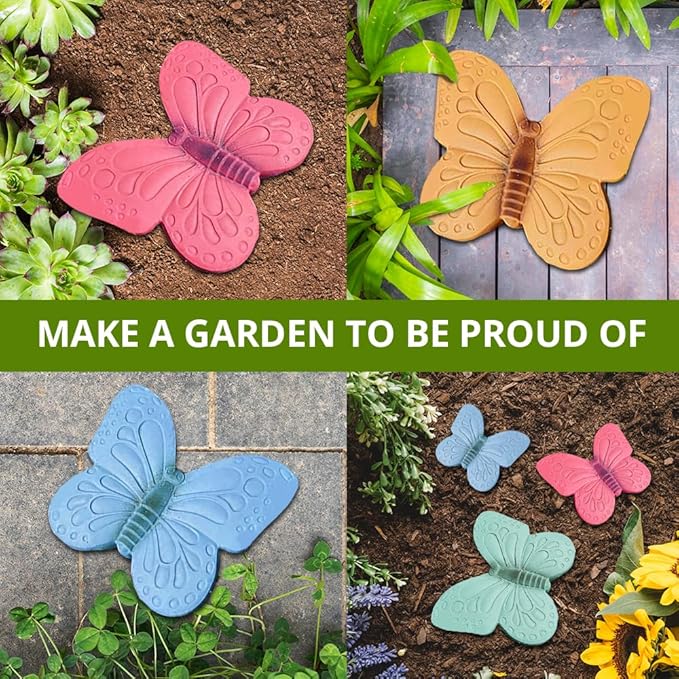 3 pcs Butterfly Stepping Stone Molds, Paving DIY Stepping Stone Mold - Casting Pathmaker Garden Pathmate Pavement Precast Concrete Molds and Forms Walkway