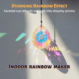 Crystal Sun Catcher with 6 Hanging Prisms | Rainbow Maker & Window Suncatcher for Home Decor, Garden Pendants | Includes Hanging Rope & 6