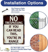 2 Pack No Trespassing Signs - 14x10 Aluminum Vintage Funny Signs for Bars, Man Cave, Yard - Reflective, Fade Resistant