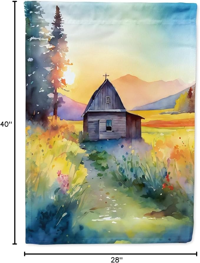Caroline's Treasures Montana Bitterroot in Watercolor House Flag Large Porch Sleeve Pole Decorative Outside Yard Banner Artwork Wall Hanging, Polyester, House Size, Multicolor