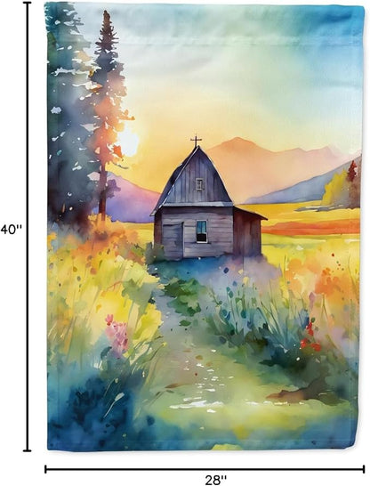 Caroline's Treasures Montana Bitterroot in Watercolor House Flag Large Porch Sleeve Pole Decorative Outside Yard Banner Artwork Wall Hanging, Polyester, House Size, Multicolor