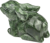 Real Jade Rabbit Statue - Natural 4inch Gemstone Sculpture for Home Decor, Carved Figurine Animal Collection Art Home Deask Outdoor Garden Decorative