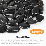 River Rock Stepping Stones Outdoor for Garden Walkway, 10 inch Diameter 6 Pcs Round Shape Paver Step Stones Polished Pebble River Stone Mat for Yard Lawn Patio Pathway Walk Way - Black