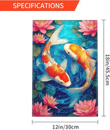 Koi Fish Garden Flag Seasonal Double Sided 12 x 18 Inch Small Yard Flag for Indoor Outdoor Decor Holiday All Seasons