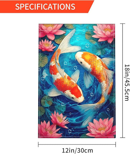 Koi Fish Garden Flag Seasonal Double Sided 12 x 18 Inch Small Yard Flag for Indoor Outdoor Decor Holiday All Seasons