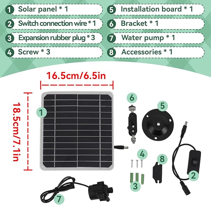 50W Solar Water Pump Kit with Battery Backup, 800L/H Solar Powered Fountain Pump for Bird Bath, Fish Tank, Small Pond & Garden Irrigation Outdoor Water Feature Kit with Adjustable Flow Switch