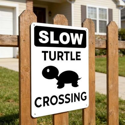 Slow Turtle Crossing Sign Slow Turtle Yard Signs Outdoor Turtles Poster Decor for Home Garden Tortoise Crossing Metal Tin Sign Tortoise Habitat Accessories Outdoor Decor 8x12 Inch