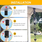 ForoGore 4 Pack Rain Chain Gutter Adapter Black Metal Rain Chain Adapter with Bolt Rain Chain Installation for Rain Chain Outside Gutters Downspout