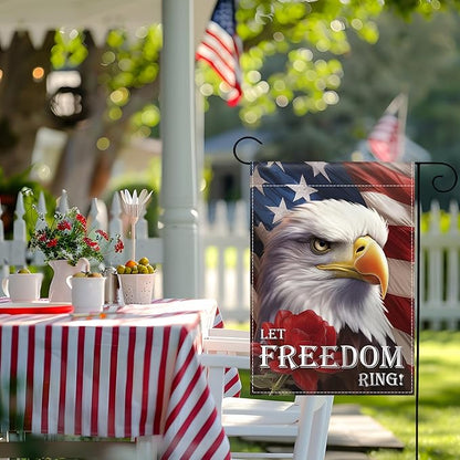 Patriotic Garden Flag 12x18 Inch Double Sided Flag Let Freedom Ring American Eagle 4th of July Memorial Day Independence Day Indoors Outdoors Decoration for Yard (Let Freedom Ring)