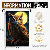 Owl Garden Flags 12x18 Double Sided Fake Owl Decoys to Scare Birds Squirrels Away Polyester Yard Flag Farmhouse Welcome Decoration Banners for Outdoor Yard Lawn Sign Decor