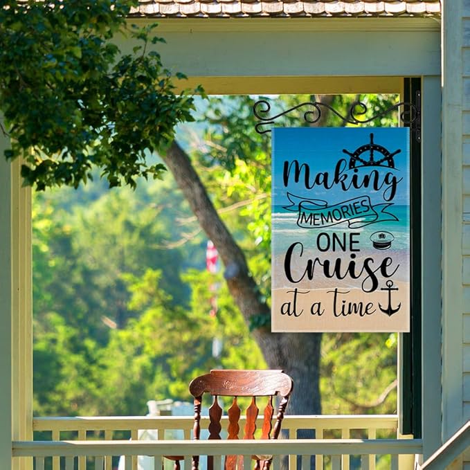 Making Memories One Cruise At A Time Welcome Garden Flag Gifts, Double Sided Beach Indoor Outdoor Decor Yard Flags, Cruise Vacation Gifts, Cruises Door Decoration Flag, Roving Lovers Present