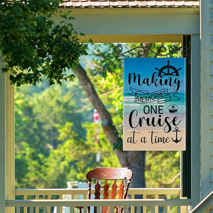 Making Memories One Cruise At A Time Welcome Garden Flag Gifts, Double Sided Beach Indoor Outdoor Decor Yard Flags, Cruise Vacation Gifts, Cruises Door Decoration Flag, Roving Lovers Present