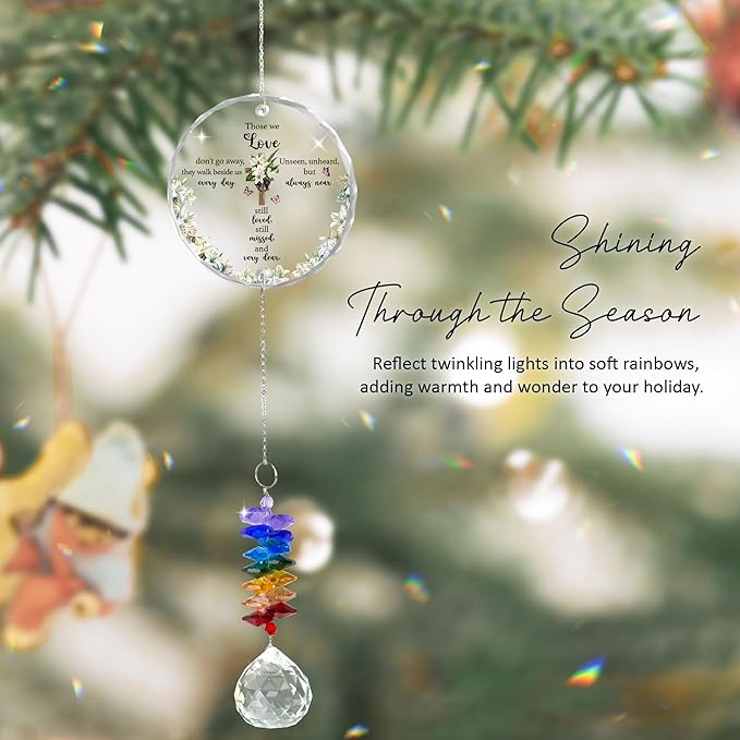 Glass Ornament Suncatcher - Sympathy Gift for Loss of Loved One - Grief Gifts - Heaven Keepsake - Mother's Day for Mom Dad Sisters Brothers - Hanging Home Garden Decor