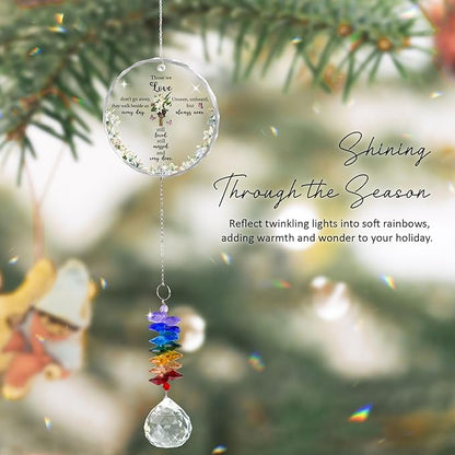 Glass Ornament Suncatcher - Sympathy Gift for Loss of Loved One - Grief Gifts - Heaven Keepsake - Mother's Day for Mom Dad Sisters Brothers - Hanging Home Garden Decor