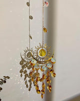 Celestial Crystal Suncatcher Hanging Indoor Window Prism Beads Moon and Sun Sunlit Catchers