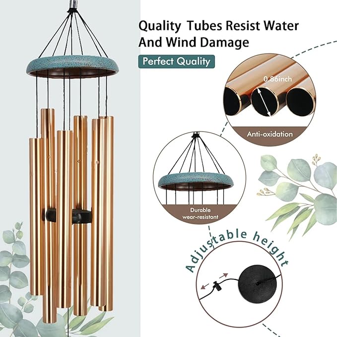 ASTARIN Personalized Name 35" Memorial Wind Chimes for Outside, Metal Sympathy Gifts for Loss of Mother Father Loved One, Bereavement Wind Chime in Memory Gift, Decor Garden Patio,Produced in USA