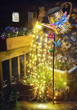 Solar Watering Can with Lights Outdoor Garden, 41in Large Dragonfly Garden Stake Lights, Waterproof Decoration for Yard Lawn Pathway, Gifts for Mom Grandma Women Birthday Gardening Gift