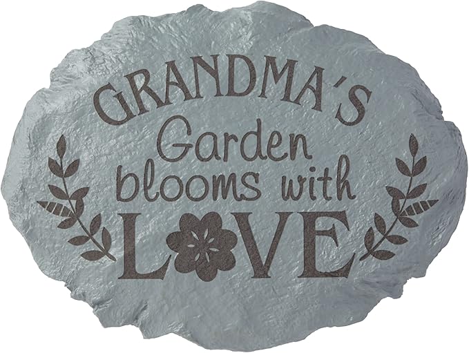 Let's Make Memories Personalized Blooms with Love Garden Large Garden Stones – for Mom/Kids or Grandma/Grandkids – Customize with Title & Names