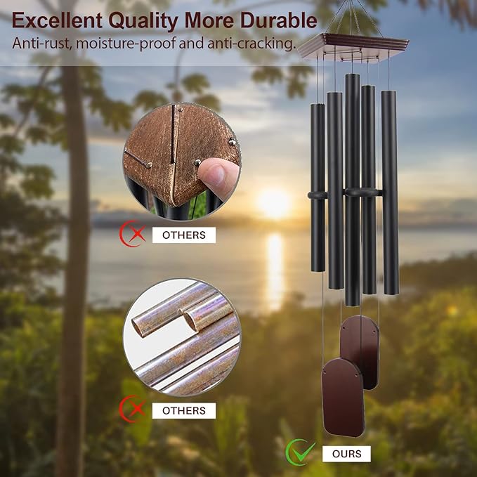 Extra Large Sympathy Wind Chimes for Outside Deep Tone, Memorial Windchime Outdoor Tuned Soothing Melody,48 Inches Large Windchime Memorial Gift for Loss of Loved One,Garden Patio Yard Hanging Decor