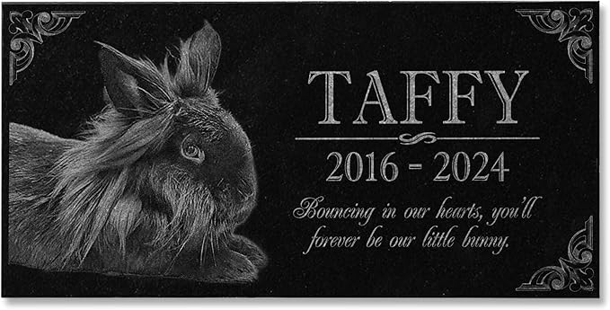 Your Image Pet Memorial Stone: Rabbit Memorial Granite Marker | Bunny Grave Stone | Tribute | Headstone, Outdoor Tombstone Gravestone | Pet Loss Bereavement | Memorial for Garden