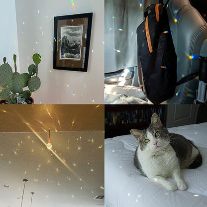 12 PCS Clear Crystal Glass Prism Suncatcher, Christmas Hanging Ornaments, Rainbow Pendants Maker, Hanging Crystals Prisms for Windows, Xmas Tree Decorations for Home Decor