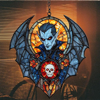 Dracula Halloween Acrylic Suncatcher Stained Glass Effect Window Car Hanging Christmas Ornament Indoor Outdoor Decor Garden Sun Catcher Panel for Halloween Lover for Women Mom Grandma