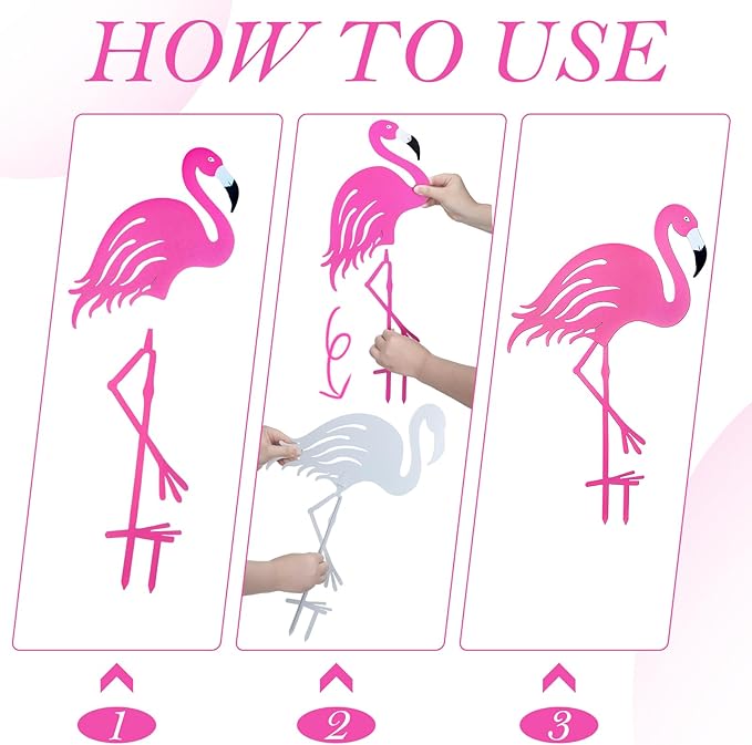Riakrum 4 Pcs Flamingos Outdoor Yard Decor Pink Metal Flamingos for Yard Garden Large Bird Statue Ornaments for Lawn, Patio Outside Art Decor