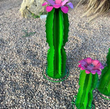 Handmade Blue Myrtle Cactus - Mexican Garden Art, Yard Art, Garden Decor, Indoor/Outdoor Metal Decor, Yard Decoration (Small - 9x11x6)