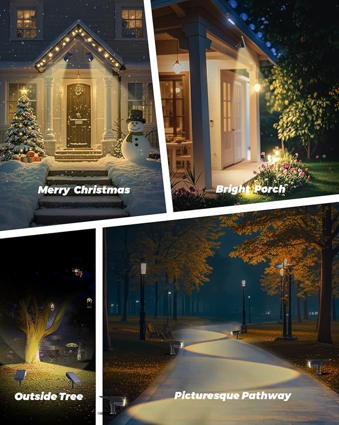 1 Pack Solar Powered Outdoor Spot Lights Outside Waterproof 20 LEDs Landscape Spotlights Dusk to Dawn for House Yard Tree, Plants, Walls, Path, Garden, Statues, Superior Accent Lamp Warm White