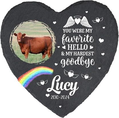 Personalized Pet Memorial Gifts for Loss of Cow Dog Cat, Customized Pet Memorial Stone, Pet Memorial Gifts for Pet Owner Dog Mom Cat Lover, Pets Cemetery Decorations for Grave