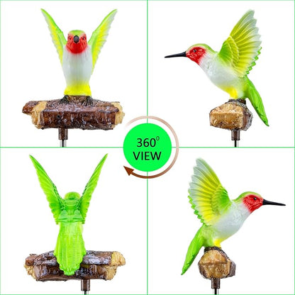 Hummingbird Solar Lights for Outside with Simulated Hummingbird Call and Breathing Light Waterproof Hummingbird Statue for Garden Decorative Stakes Lighting, for All Seasons