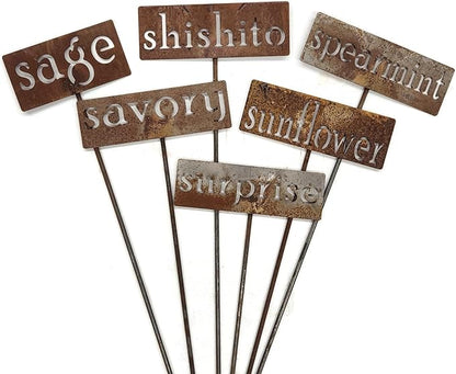Classic Metal Garden Markers 19 Inches Tall (scallions, Naturally Rusted)