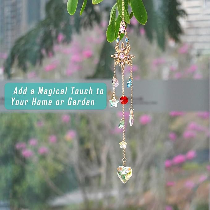 Sun Rhinestones Crystal Suncatcher for Car Charm-Window Hanging Decoration for Indoor Outdoor Garden - Prism Suncatcher Ornament Pendant